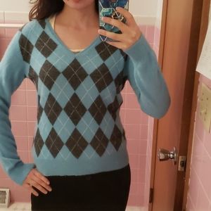 Apt. 9 Argyle Cashmere Blue & Brown Size L
